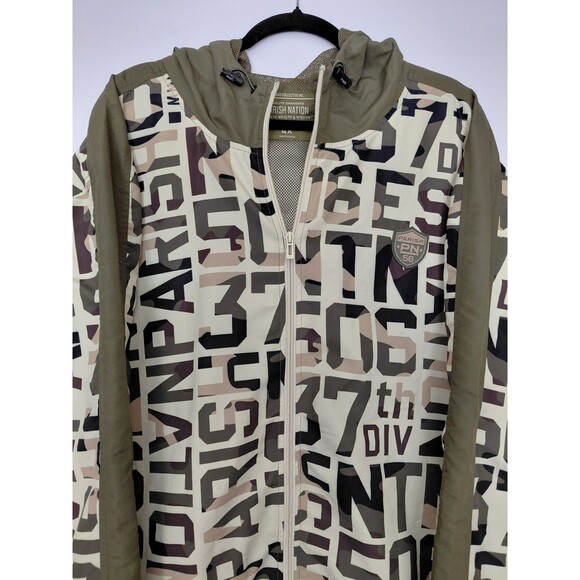 Men's Parish Nation Size 4X Olive Green Full Zip Mesh Lined Hooded Windbreaker - Picture 1 of 8
